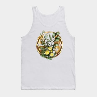 Yellow watercolor roses and a chinese lattice Tank Top